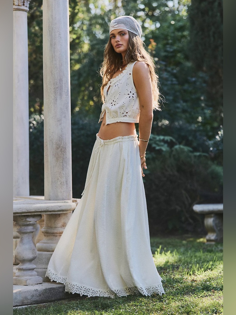 NWT Free People Madelyn Cotton Eyelet Maxi Skirt Set